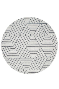 Thumbnail for Esther Paradise Cream Grey Modern Round Rug