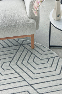 Thumbnail for Esther Paradise Cream Grey Modern Round Rug