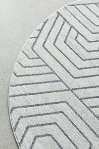 Thumbnail for Esther Paradise Cream Grey Modern Round Rug