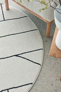 Thumbnail for Fleur Paradise Cream & Black Lines Modern Round Rug