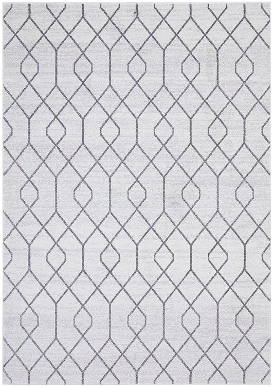 Hailey Paradise Cream & Grey Line Pattern Modern Rug