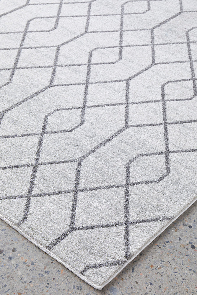 Hailey Paradise Cream & Grey Line Pattern Modern Rug