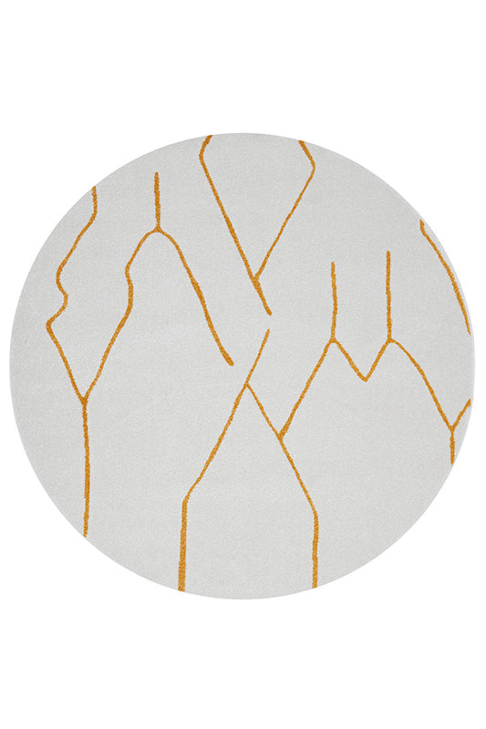 Ivy Paradise Cream & Gold Modern Abstract Round Rug
