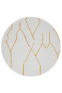 Thumbnail for Ivy Paradise Cream & Gold Modern Abstract Round Rug