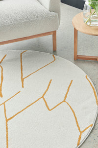 Thumbnail for Ivy Paradise Cream & Gold Modern Abstract Round Rug