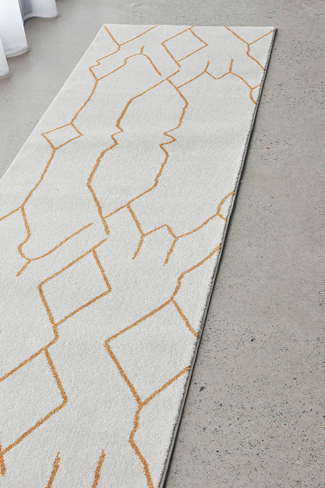 Ivy Paradise Cream & Gold Modern Abstract Hallway Runner Rug