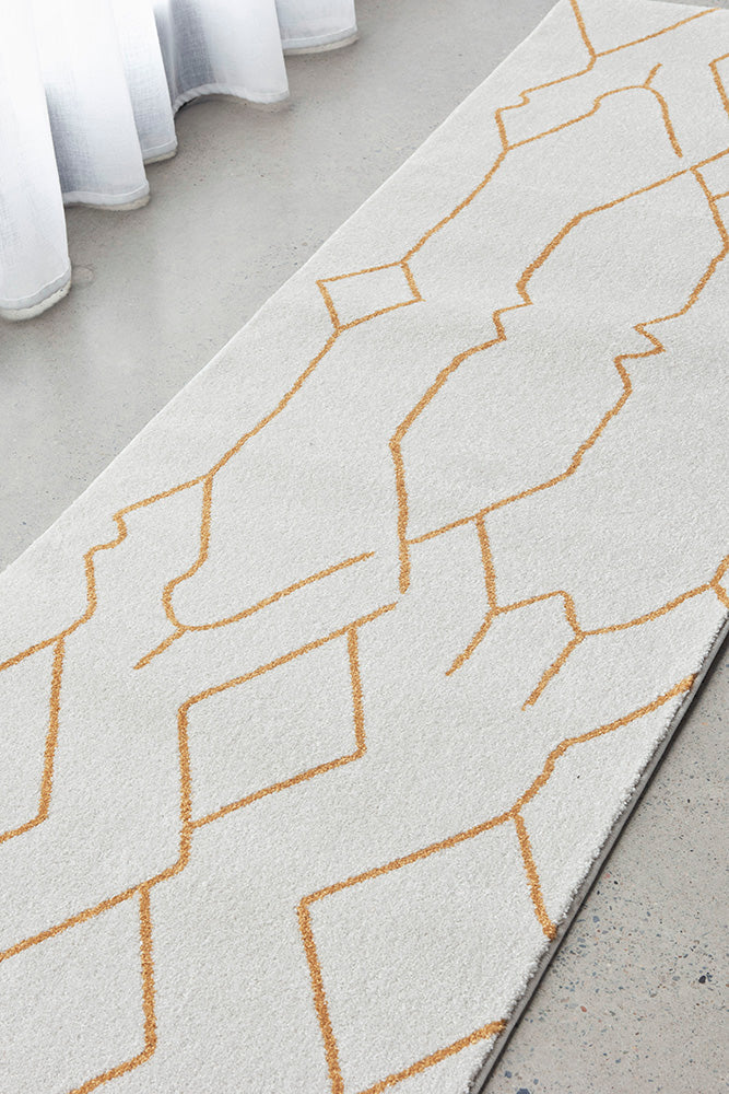 Ivy Paradise Cream & Gold Modern Abstract Hallway Runner Rug