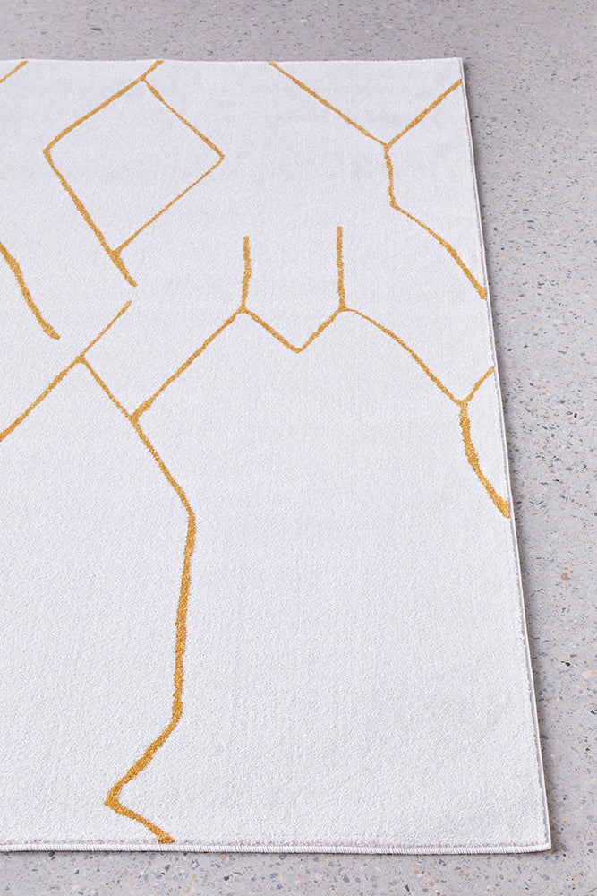 Ivy Paradise Cream & Gold Modern Abstract Rug