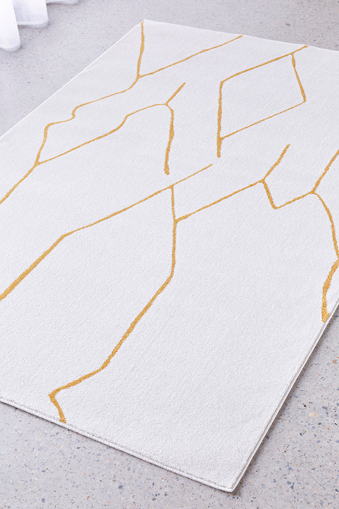 Ivy Paradise Cream & Gold Modern Abstract Rug