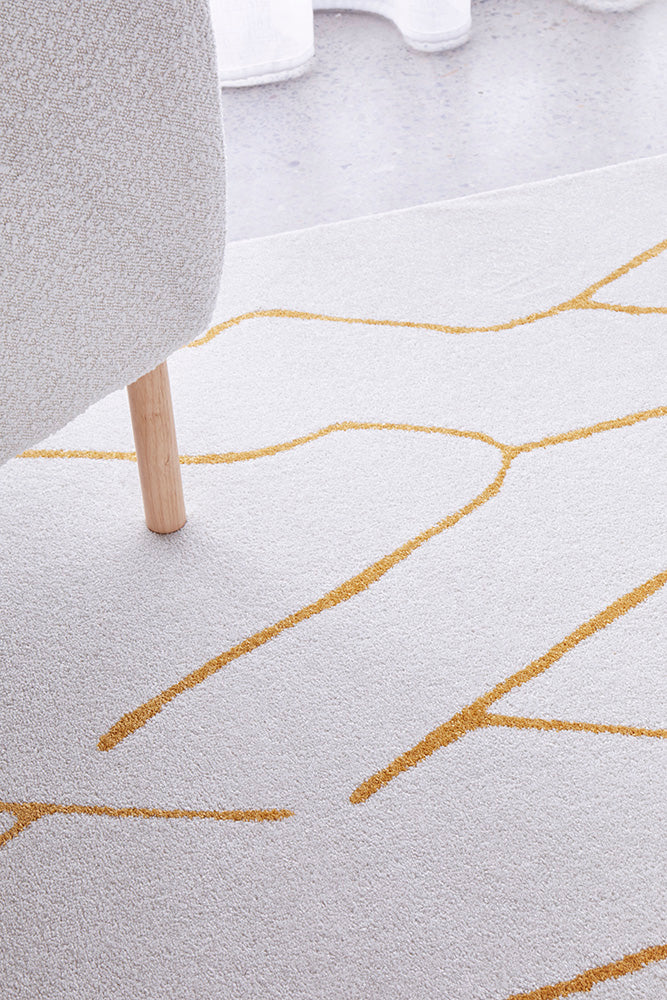 Ivy Paradise Cream & Gold Modern Abstract Rug