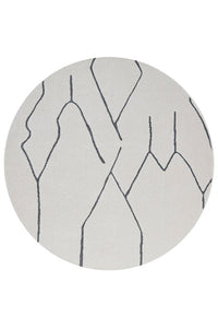 Thumbnail for Ivy Paradise Cream & Grey Line Modern Abstract Round Rug