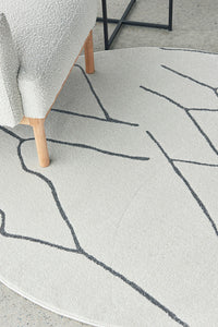 Thumbnail for Ivy Paradise Cream & Grey Line Modern Abstract Round Rug