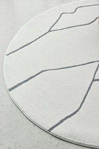 Thumbnail for Ivy Paradise Cream & Grey Line Modern Abstract Round Rug