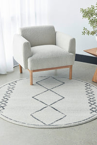 Thumbnail for Kylie Paradise Grey Modern Diamond Tribal Pattern Round Rug