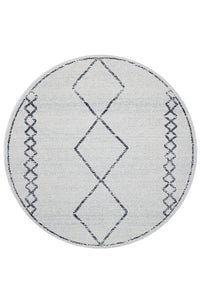 Thumbnail for Kylie Paradise Grey Modern Diamond Tribal Pattern Round Rug