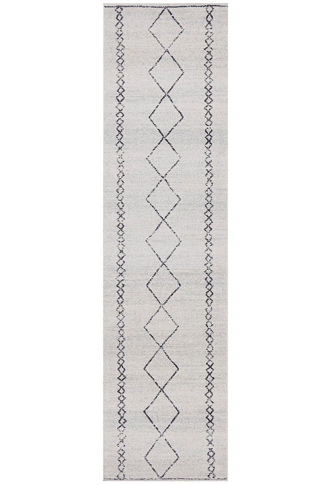 Kylie Paradise Grey Modern Diamond Tribal Pattern Hallway Runner Rug