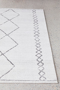 Thumbnail for Kylie Paradise Cream & Grey Modern Diamond Tribal Pattern Rug