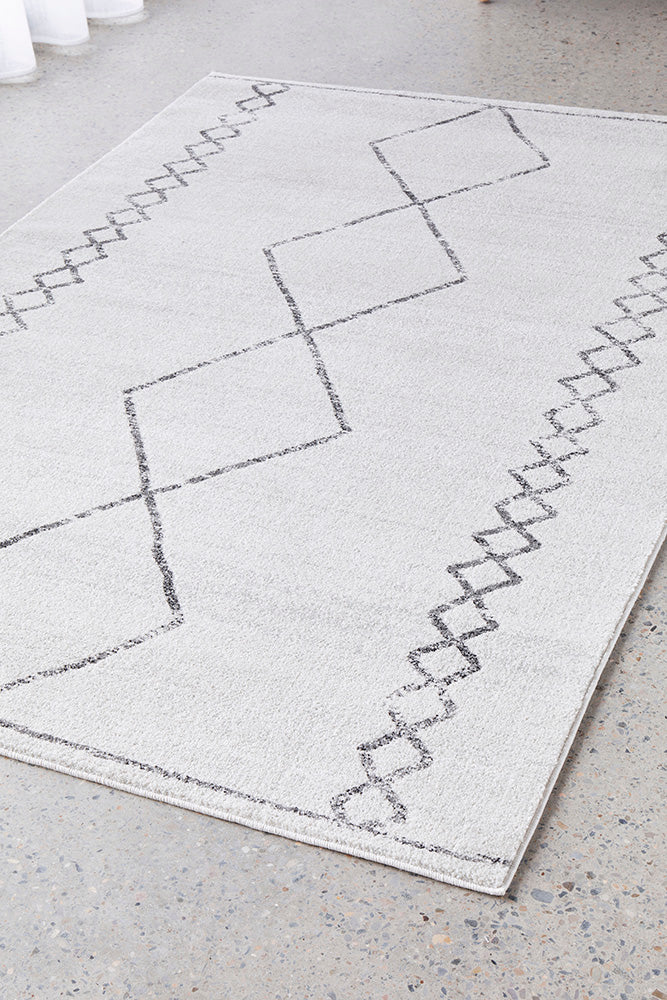 Kylie Paradise Cream & Grey Modern Diamond Tribal Pattern Rug