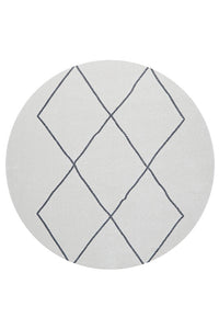 Thumbnail for Lola Paradise Cream & Grey Modern Diamond Pattern Round Rug