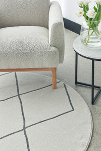 Thumbnail for Lola Paradise Cream & Grey Modern Diamond Pattern Round Rug