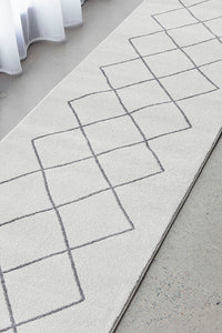 Thumbnail for Lola Paradise Cream & Grey Modern Diamond Pattern Hallway Runner Rug