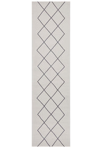 Thumbnail for Lola Paradise Cream & Grey Modern Diamond Pattern Hallway Runner Rug