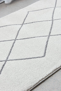 Thumbnail for Lola Paradise Cream & Grey Modern Diamond Pattern Hallway Runner Rug