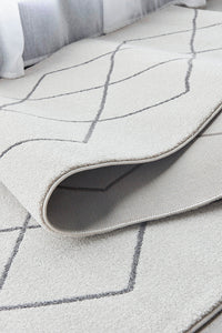 Thumbnail for Lola Paradise Cream & Grey Modern Diamond Pattern Hallway Runner Rug