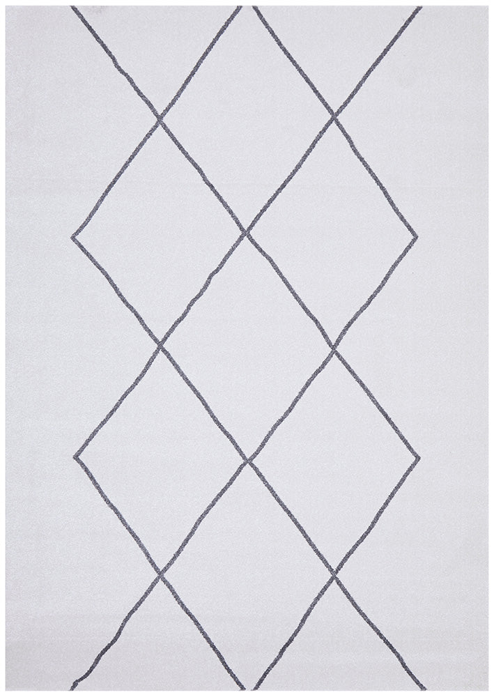 Lola Paradise Cream & Grey Modern Diamond Pattern Rug