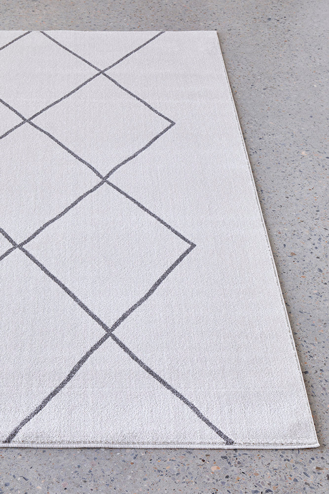 Lola Paradise Cream & Grey Modern Diamond Pattern Rug