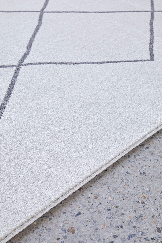 Lola Paradise Cream & Grey Modern Diamond Pattern Rug