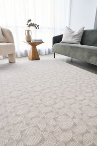 Thumbnail for Prague Niko Cream & Grey Modern Geometric Wool Rug