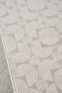 Thumbnail for Prague Niko Cream & Grey Modern Geometric Wool Rug