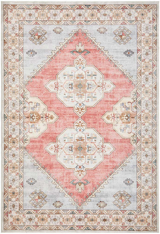 Avril Revive Rose Transitional Polyester Machine Washable Rug