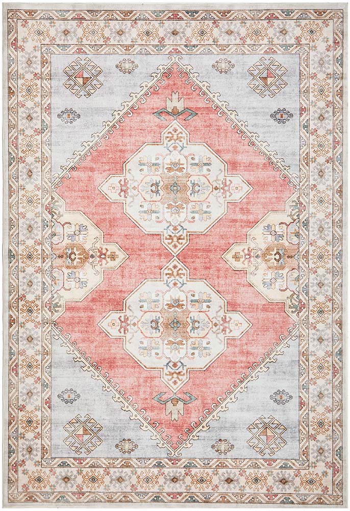 Avril Revive Rose Transitional Polyester Machine Washable Rug