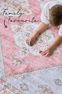 Thumbnail for Avril Revive Rose Transitional Polyester Machine Washable Rug