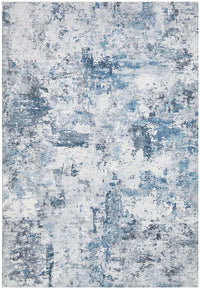 Thumbnail for Cato Revive Blue & White Modern Abstract Machine Washable Polyester Rug