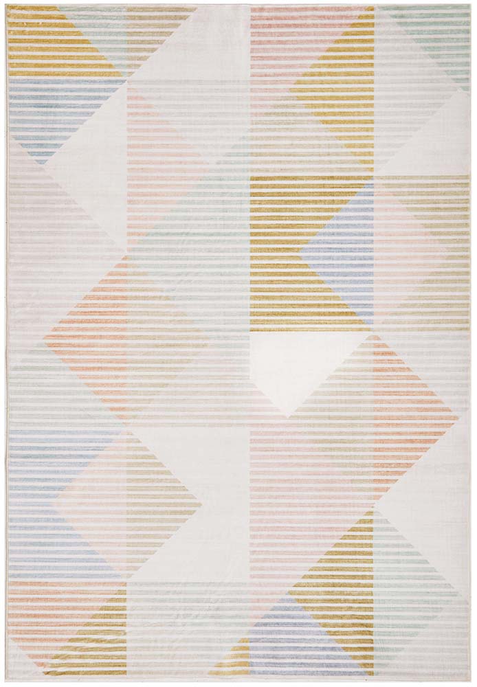 Dali Revive Pastel Multi-Colour Modern Geometric Machine Washable Polyester Rug