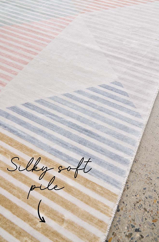 Dali Revive Pastel Multi-Colour Modern Geometric Machine Washable Polyester Rug