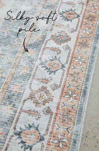 Thumbnail for Dawn Revive Blue Putty Multi-Colour Transitional Machine Washable Polyster Rug