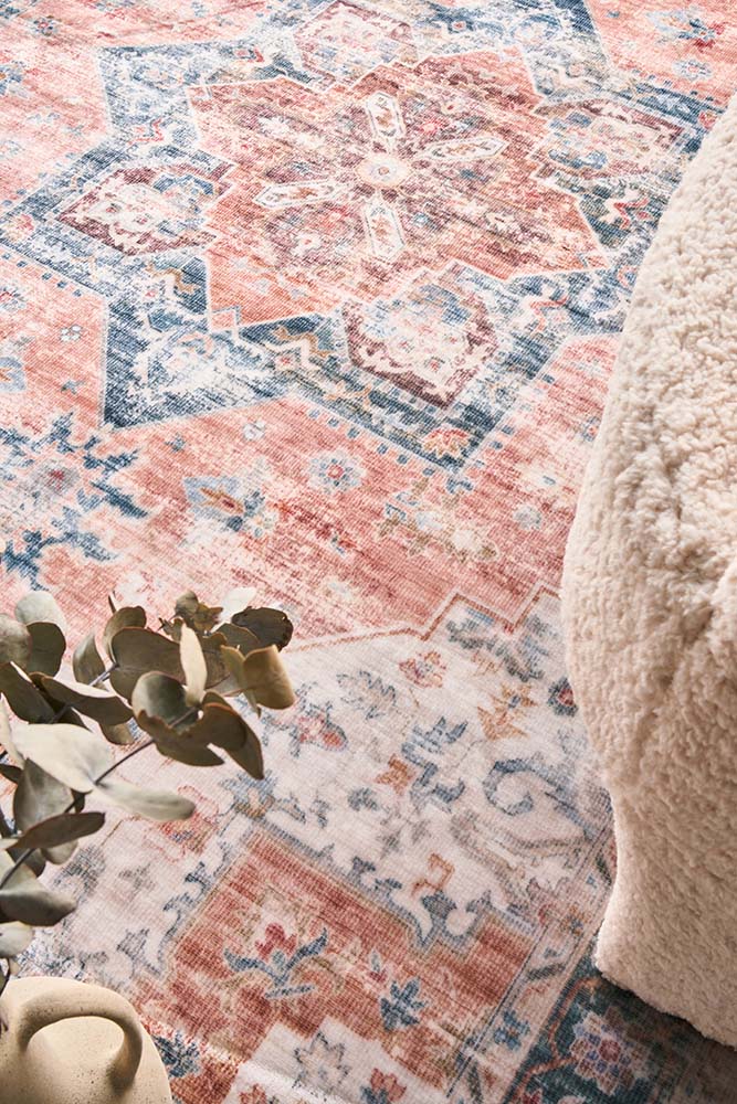 Lila Revive Rust Multi-Colour Transitional Machine Washable Polyster Rug