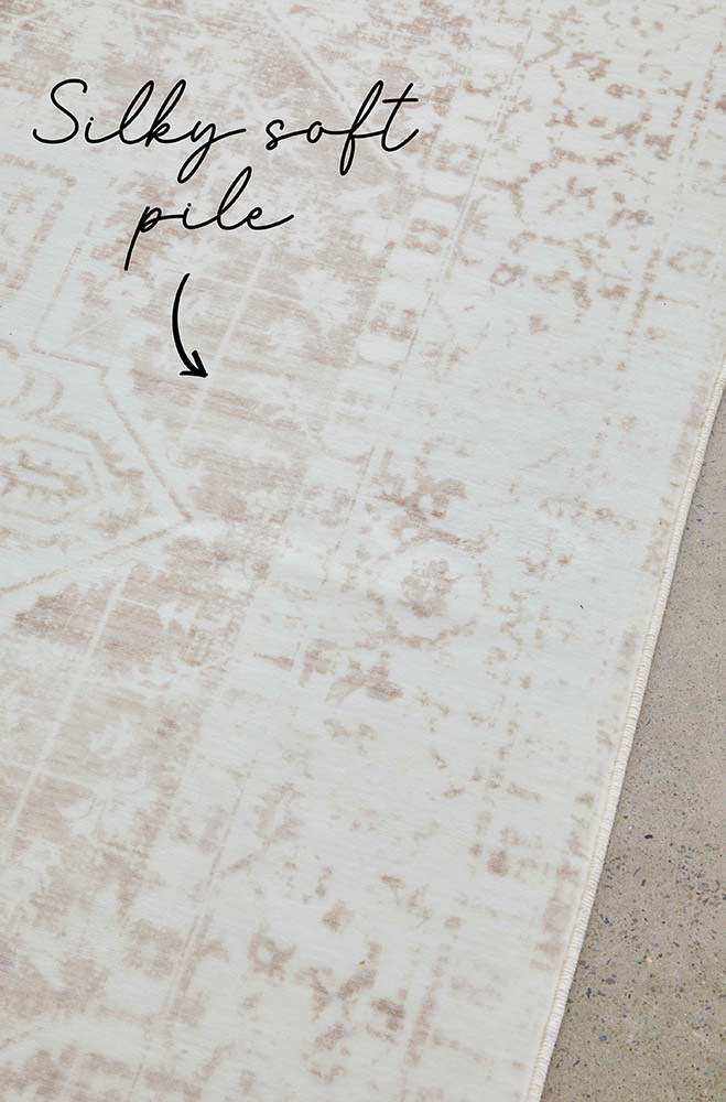 Camilla Revive Cream Natural Transitional Machine Washable Polyester Rug