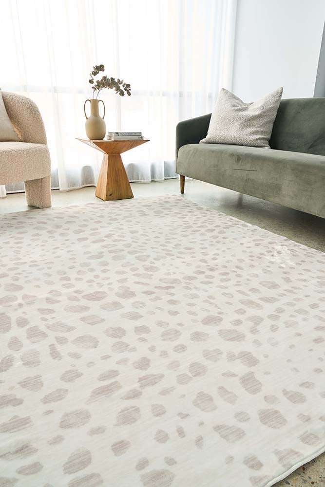 Mila Revive Cream & Natural Modern Abstract Machine Washable Polyester Rug