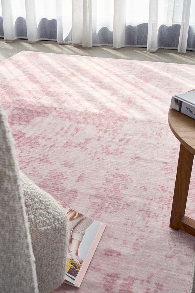 Muse Revive Blush Pink Modern Machine Washable Polyester Rug