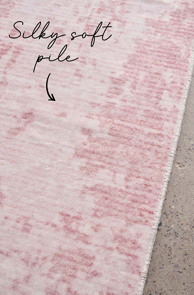 Muse Revive Blush Pink Modern Machine Washable Polyester Rug