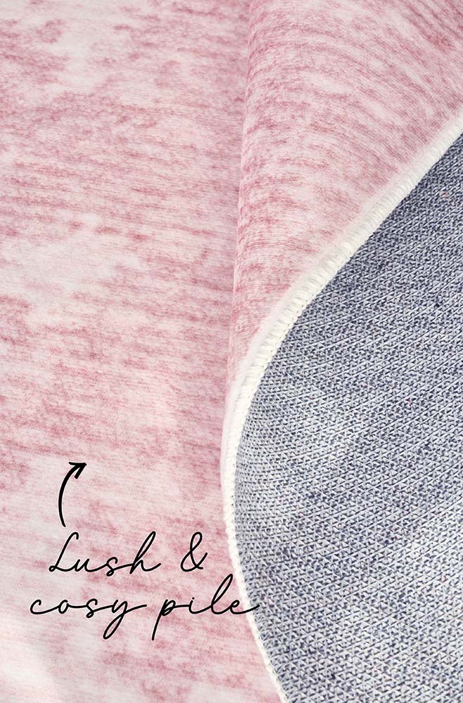 Muse Revive Blush Pink Modern Machine Washable Polyester Rug