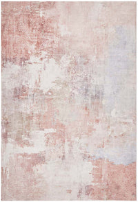 Thumbnail for Roxy Revive Pastel Pink & White Modern Abstract Machine Washable Polyester Rug