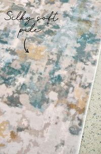 Thumbnail for Zane Revive Marine Blue & Gold Modern Abstract Machine Washable Polyester Rug