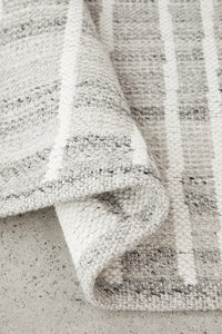 Thumbnail for Luci Grey and White Modern Organic Line Pattern Rectangle Rug