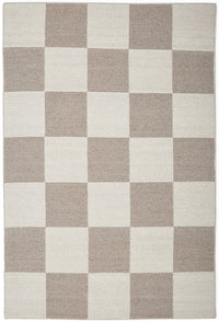 Thumbnail for Oda Ivory and Natural Modern Geometric Checkered Pattern Rectangle Rug